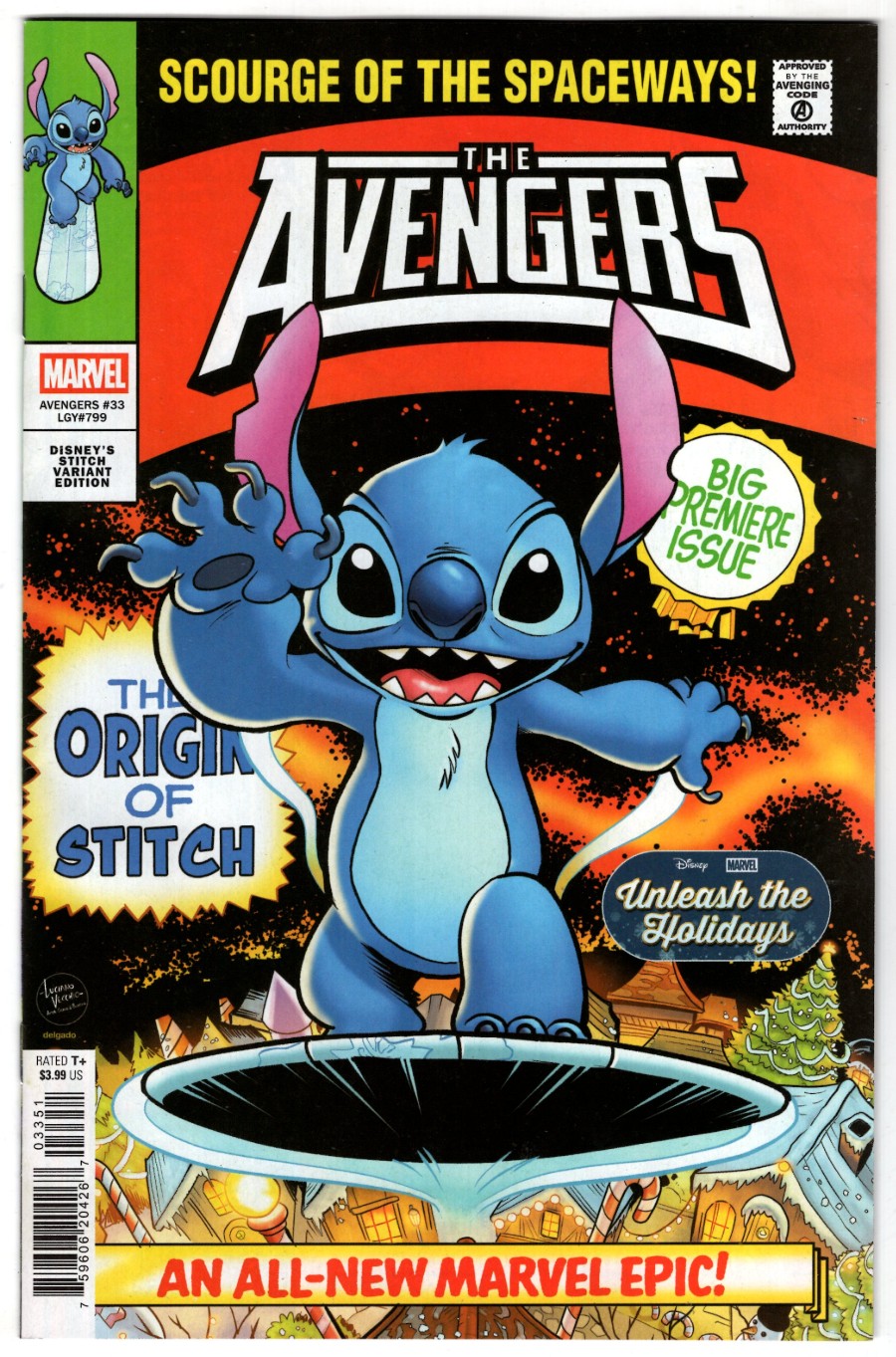 AVENGERS #33 VARIANT LUCIANO VECCHIO DISNEY STITCH UNLEASH THE
