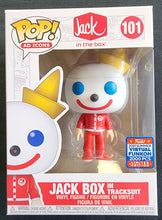 Load image into Gallery viewer, Pop Ad Icons #101 Jack in the Box Jack Box In Tracksuit w/Summer Virtual Funkon Sticker 3.75&quot; Figure
