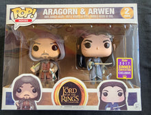 Load image into Gallery viewer, Pop Movies Lord of the Rings Aragorn &amp; Arwen 2 Pack of 3.75&quot; Figures w/2017 Summer Convention Sticker
